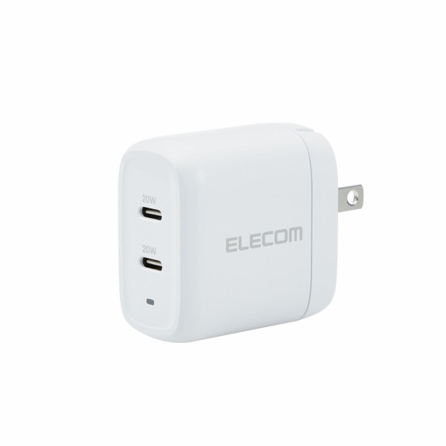 他サイト： AC充電器/USB充電器/USB Power Delivery対応/合計40W/USB-C 2ポート/スイングプラグ/ホワイト の商品画像