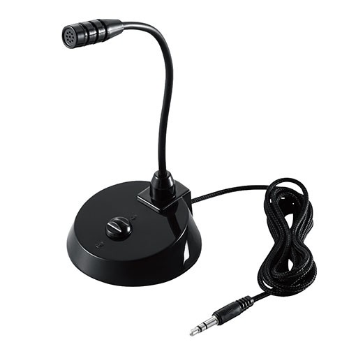 他サイト： エレコム(ELECOM) HS-MC07BK スタンドマイク 小型 フレキシブルアーム ミュートボタン 3.5φの商品画像
