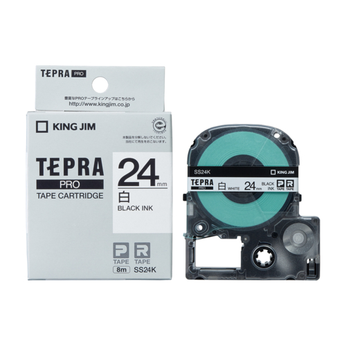 他サイト： キングジム(KING JIM) テプラPRO 白ラベル 白 黒文字 24mm SS24Kの商品画像