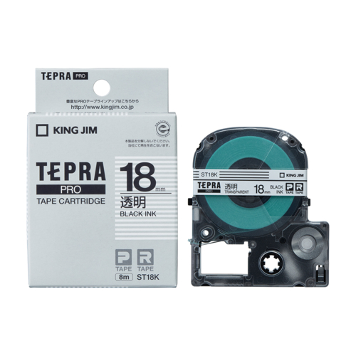 他サイト： キングジム(KING JIM) テプラPRO 透明ラベル 透明 黒文字 18mm ST18Kの商品画像