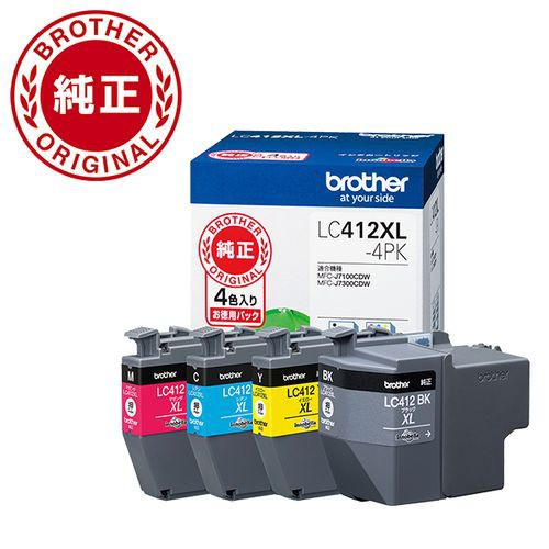 他サイト： ブラザー(brother) LC412XL-4PK 純正 インクカートリッジ 4色パック 大容量の商品画像