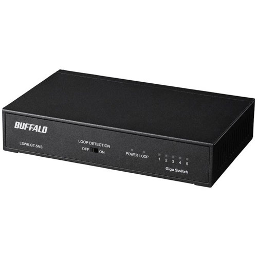 他サイト： バッファロー(BUFFALO) LSW6-GT-5NS/BK ブラック Giga対応スイッチングハブ 電源内蔵 5ポートの商品画像