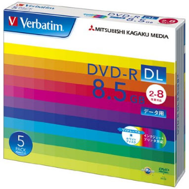 他サイト： Verbatim(バーベイタム) DHR85HP5V1 データ用 DVD-R DL 8.5GB 1回記録 プリンタブル 8倍速 の商品画像
