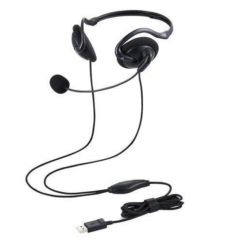 他サイト： エレコム(ELECOM) HS-NB06UBK(ブラック) 折りたたみ式ネックバンドタイプ ヘッドセット 有線 USBの商品画像