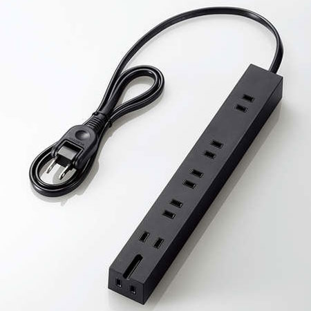 他サイト： エレコム(ELECOM) T-KM01-2610BK ブラック スタンダード雷/超強力タップ 延長コード 2ピン 6個口 1mの商品画像