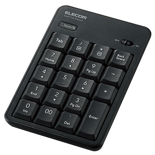 他サイト： エレコム(ELECOM) TK-TBM023SKBK(ブラック) Bluetooth静音テンキーパッド ワイヤレス 無線 抗菌の商品画像