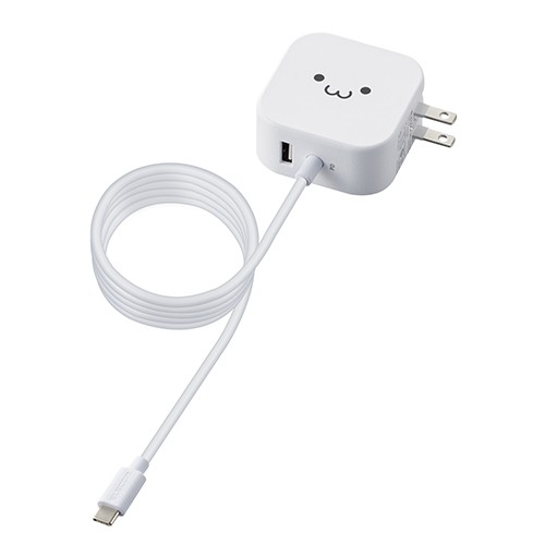他サイト： <エレコム> <ELECOM> MPA-ACCP19WF(ホワイトフェイス) AC充電器 USB充電器 1.5mの商品画像