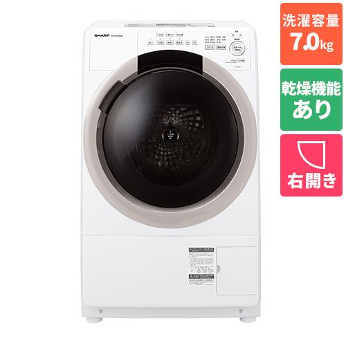 他サイト： 【標準設置料金込】シャープ(SHARP) ES-S7K-CR(ベージュ系) 洗濯乾燥機 右開き 洗濯7kg/乾燥3.5kgの商品画像