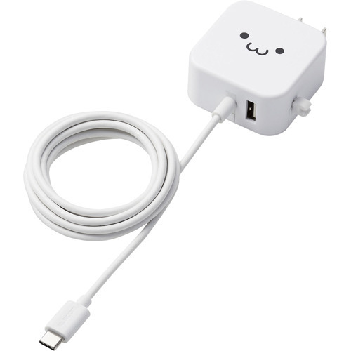 他サイト： エレコム スマホ充電器 AC充電器 タイプC USB-C ケーブル一体型 1.5m MPA-ACC22WF(1個)[充電器・バッの商品画像