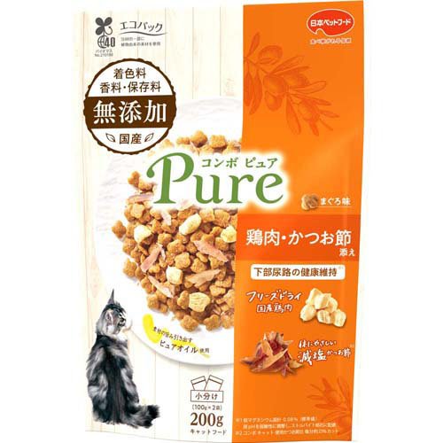 他サイト： コンボ キャット ピュア まぐろ味・鶏肉・かつお節添え(200g)[キャットフード(ドライフード)]の商品画像