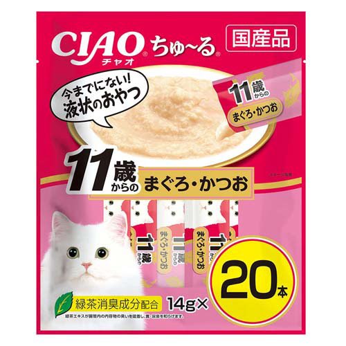 他サイト： CIAO ちゅ〜る 11歳からのまぐろ・かつお(14g*20本)[猫のおやつ・サプリメント]の商品画像