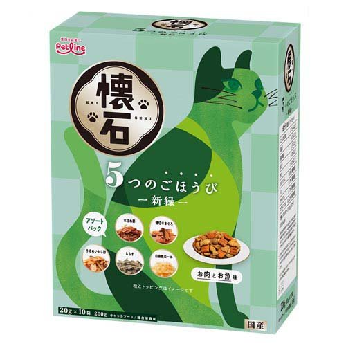 他サイト： 懐石 5つのごほうび 新緑 猫用(200g)[キャットフード(ドライフード)]の商品画像