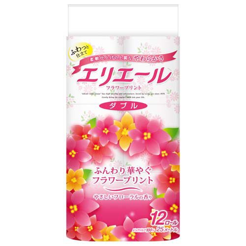 他サイト： エリエール トイレットティシュー フラワープリント ダブル(12ロール)[トイレットペーパー ダブル]の商品画像