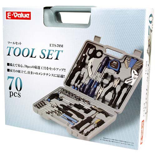 他サイト： E-Value ツールセット(工具セット・家庭用) 70点 ETS-70M(1セット)[工具]の商品画像