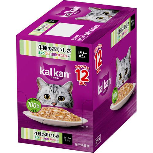 他サイト： カルカン パウチ 4種おいしさ まぐろたい白身ほたてだし キャット ウェットフード(60g×12袋入)[キャットフード(ウェットの商品画像