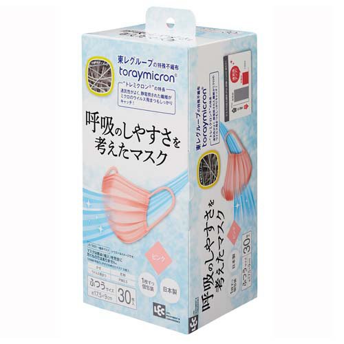 他サイト： 呼吸のしやすさを考えたマスク ピンク 個包装 ふつうサイズ(30枚入)[マスク その他]の商品画像