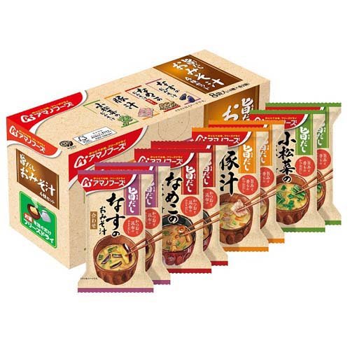 他サイト： アマノフーズ 旨だし おみそ汁4種セット(8食入)[インスタント味噌汁・吸物]の商品画像