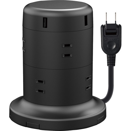 他サイト： エレコム 電源タップ 8個口 2m 雷サージ ほこり防止 USBポート付 ブラック ECT-0620BK(1個)[OA商品]の商品画像