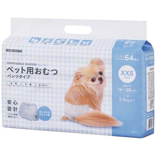 他サイト： ペット用おむつ XXS アイリスオーヤマ POM-XXS64(64枚)[ペットシーツ・犬のトイレ用品]の商品画像