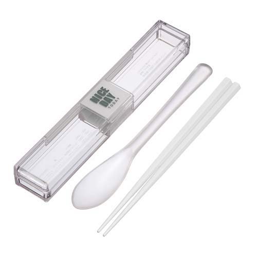 他サイト： NICE DAY とっても強いケース&スプーン ホワイト 18cm H-600WH(1セット)[食器・カトラリー その他]の商品画像