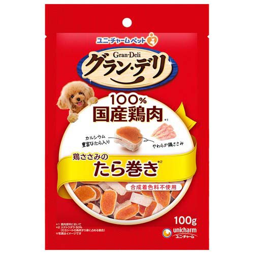 他サイト： グラン・デリ おやつ 鶏ささみのたら巻き 犬用 おやつ ユニチャーム(100g)[犬のおやつ・サプリメント]の商品画像