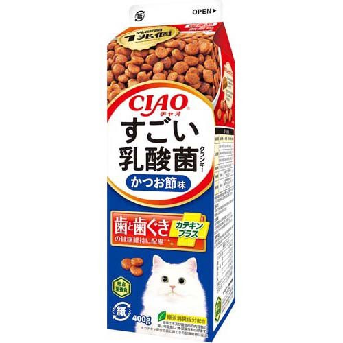 他サイト： CIAO すごい乳酸菌 クランキー 牛乳パック かつお節味(400g)[キャットフード(ドライフード)]の商品画像