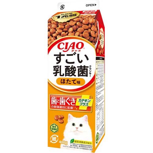 他サイト： CIAO すごい乳酸菌 クランキー 牛乳パック ほたて味(400g)[キャットフード(ドライフード)]の商品画像