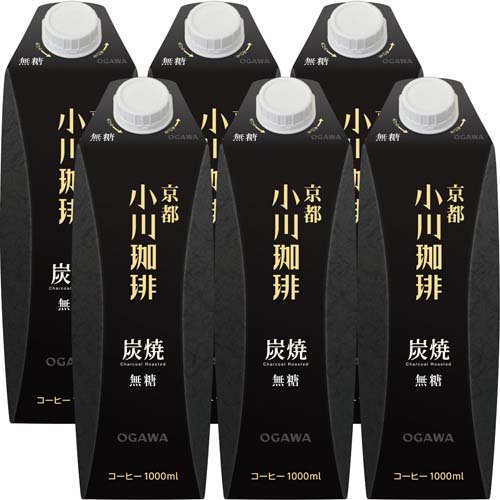 他サイト： 京都 小川珈琲 炭焼珈琲 無糖(1000ml*6本入)[ボトルコーヒー(無糖)]の商品画像