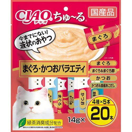 他サイト： チャオ ちゅ〜る まぐろ・かつおバラエティ(14g*20本入)[猫のおやつ・サプリメント]の商品画像
