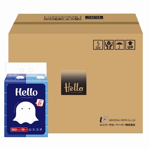 他サイト： ハロー ソフトパックティシュ ハーフ(10個×12パック(1個180組))[箱ティッシュ]の商品画像