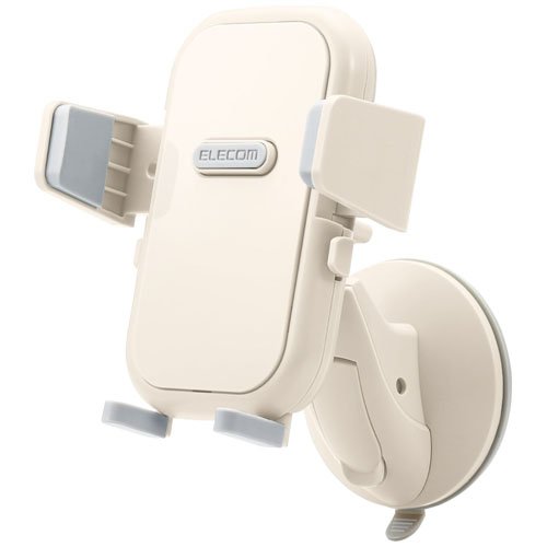 他サイト： エレコム スマホスタンド 壁付け 吸盤式 角度調節可 耐荷重250g アイボリー(1個)[その他]の商品画像