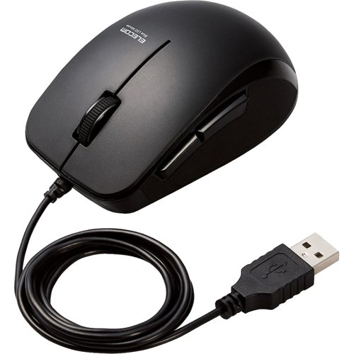 他サイト： エレコム マウス 有線 抗菌 静音 ブルーLED 5ボタン Mサイズ M-BL28UBSKBK(1個)[情報家電 その他]の商品画像