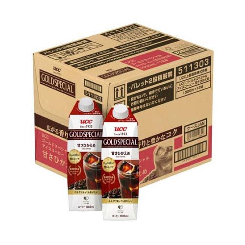 他サイト： UCC ゴールドスペシャル アイスコーヒー 甘さひかえめ(1000ml*12本入)[ボトルコーヒー(無糖)]の商品画像