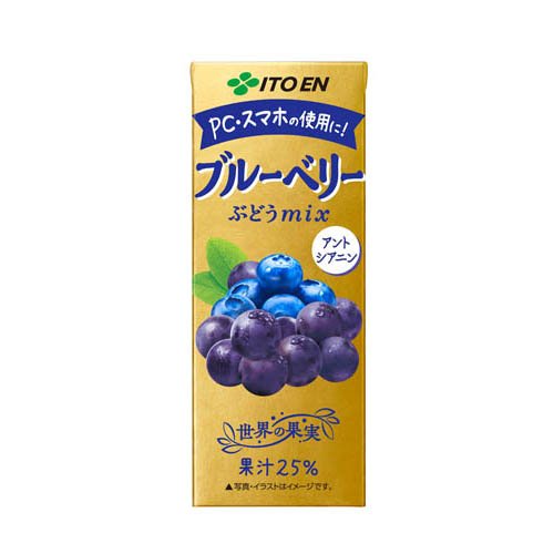 他サイト： 伊藤園 ブルーベリーミックス エコパック 紙パック(200ml×24本入)[フルーツジュース]の商品画像