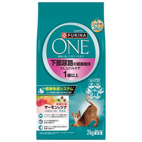 他サイト： ピュリナワンキャット 下部尿路健康維持FLUTHサーモンツナ(2kg(500g*4袋))[キャットフード(ドライフード)]の商品画像