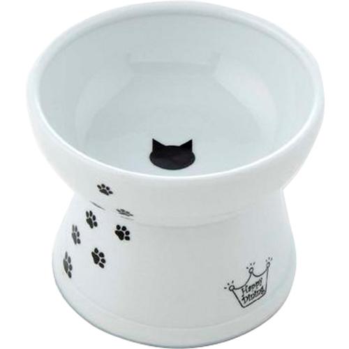 他サイト： 猫壱 ハッピーダイニング 脚付フードボウルL 猫柄 シリコン付き(1個)[ペットの雑貨・ケアグッズ]の商品画像