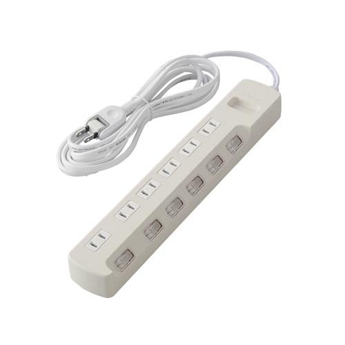 他サイト： エレコム 延長コード 電源タップ 6個口 3m 個別スイッチ ホワイト T-K6A-2630WH(1個)[OA商品]の商品画像