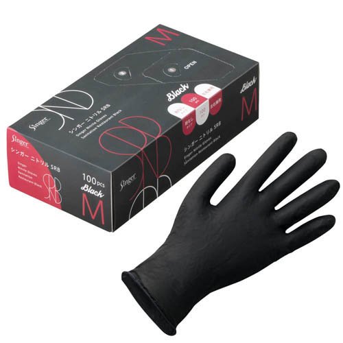 他サイト： 宇都宮製作 シンガーニトリルSRB ブラック M NBR035BPF-KB(100枚)[掃除用・炊事用手袋 その他]の商品画像