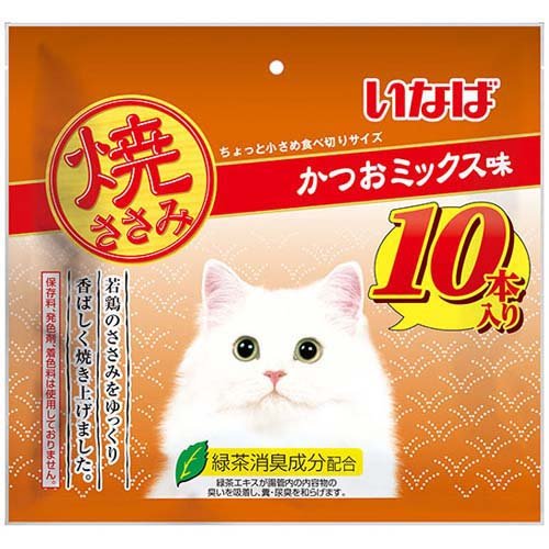 他サイト： いなば 焼ささみ かつおミックス味(10本入)[猫のおやつ・サプリメント]の商品画像