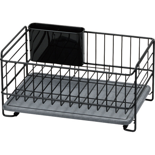 他サイト： スキット 珪藻土トレー付 水切りバスケット スリム ブラック HB-5315(1個)[キッチン用品 その他]の商品画像