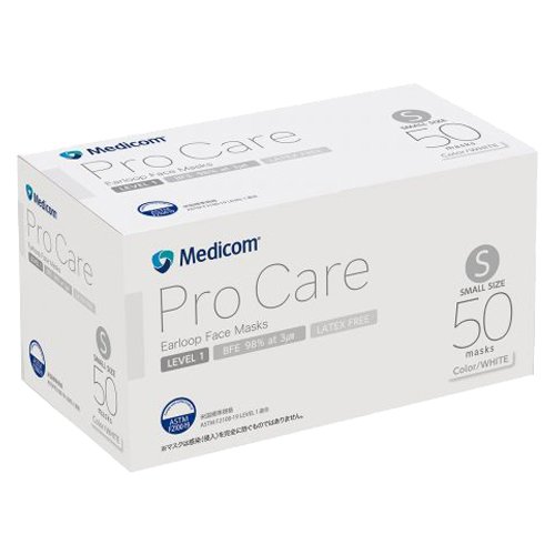 他サイト： メディコム プロケア イヤーループマスク Sサイズ(50枚入)[不織布マスク]の商品画像