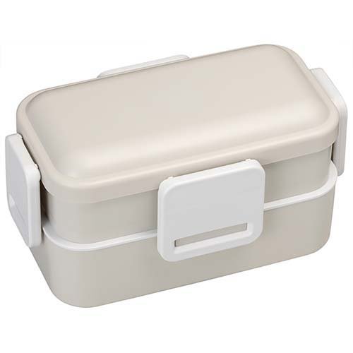 他サイト： 銀イオン抗菌ふわっと盛れる4点ロック2段弁当箱 600ml くすみカラーグレー(1個)[弁当箱]の商品画像
