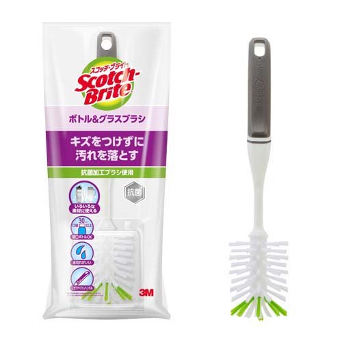 他サイト： 3M キズつけない キッチン ブラシ ボトル グラス 抗菌 スコッチブライト K-503J(1個)[たわし・スポンジ]の商品画像