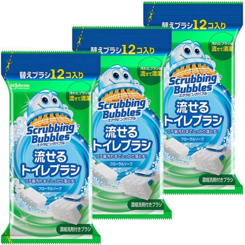他サイト： スクラビングバブル 流せるトイレブラシ フローラルソープの香り 付け替え 使い捨て(12個入*3袋セット)[トイレ用ブラシ・スポの商品画像