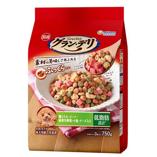 他サイト： グラン・デリ ふっくら仕立て 低脂肪 鶏ささみ・ビーフ・緑黄色野菜・小魚・チーズ(750g)[ドッグフード(ウェットフード)]の商品画像