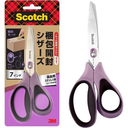 他サイト： 3M スコッチ 梱包開封シザーズ 1487-J ワンタッチで1本2役 はさみ 開梱用カッター(1本)[事務用品]の商品画像