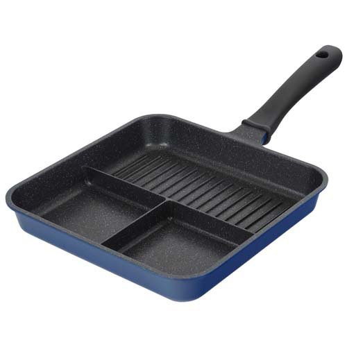 他サイト： ひるもぐ 仕切り付フライパンIH対応トリプルパン24×24cm RB-2906(1個)[フライパン]の商品画像