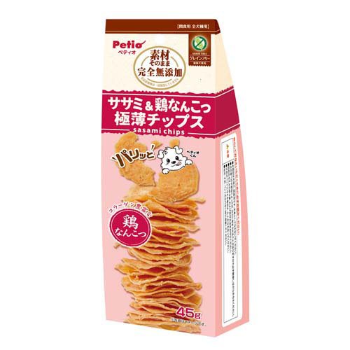 他サイト： ペティオ 素材そのまま完全無添加 ササミ&鶏なんこつ パリッと 極薄チップス(45g)[犬のおやつ・サプリメント]の商品画像