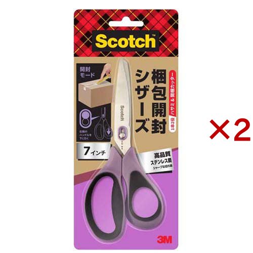 他サイト： 3M スコッチ 梱包開封シザーズ 1487-J ワンタッチで1本2役 はさみ 開梱用カッター(2セット)[事務用品]の商品画像
