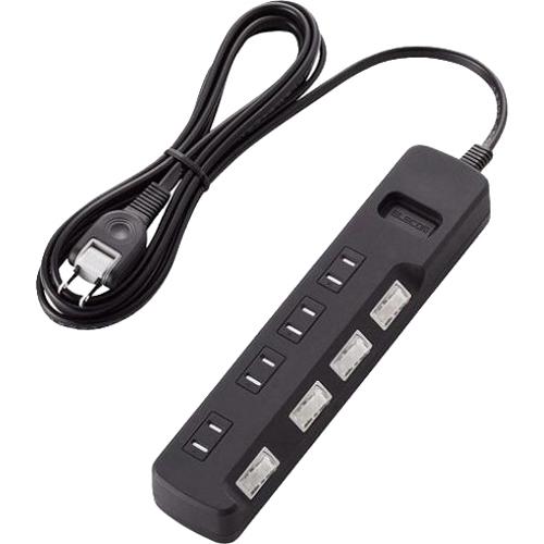 他サイト： エレコム 延長コード 電源タップ 2.5m 4個口 雷ガード 個別スイッチ付 T-K6A-2425BK(1個入)[情報家電 そのの商品画像